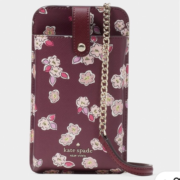 Kate Spade Burgundy Floral Phone Crossbody - Picture 1 of 10